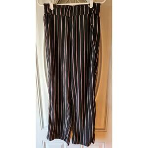 H&M Black with Red and White pinstripe Sheer Pants Size 8 Womens